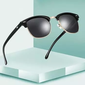 Классические мужские и женские клубные круглые брендовые дизайнерские зеркальные солнцезащитные очки без оправы, очки для водителя UV400 02