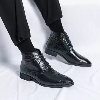 Классические мужские кожаные ботинки в стиле ретро, модные ботинки челси, ботильоны, короткие ботинки с рисунком под крокодила, большие размеры 38-48 38