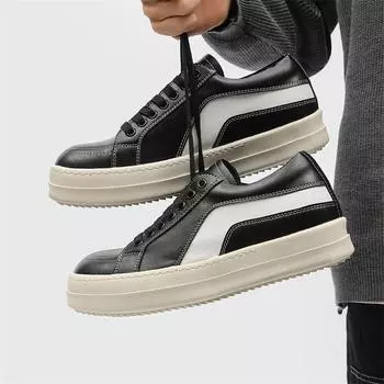 Классические мужские кроссовки на платформе, повседневная обувь без шнуровки для мужчин, кожаные кроссовки, новые удобные туфли на плоской подошве, весенние мужские лоферы 38 чёрный