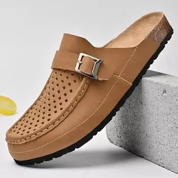 Классические мужские мягкие сабо, тапочки, повседневные сандалии 39 коричневый