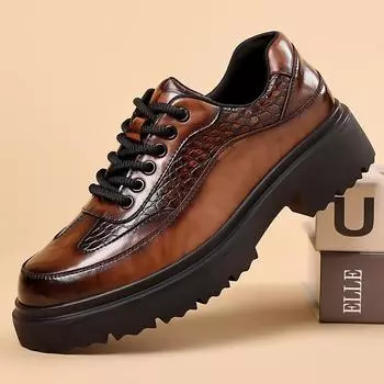 Классические мужские повседневные кожаные деловые туфли, роскошные модные дизайнерские удобные туфли-оксфорды с крокодиловым узором на плоской подошве для вечеринок 38 чёрный