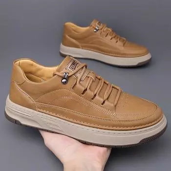 Классические мужские повседневные кожаные туфли на плоской подошве, дизайнерские туфли высокого качества 2024 года, модные универсальные повседневные туфли на платформе, британские туфли-оксфорды 38 чёрный