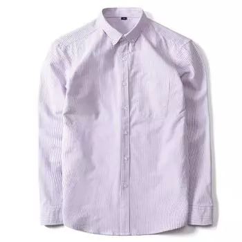 Классические мужские повседневные полосатые рубашки из чистого хлопка с длинными рукавами и воротником на пуговицах S