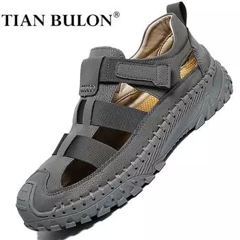 Классические мужские римские сандалии Дизайнерские мужские кроссовки Кожаные сандалии Роскошные брендовые шлепанцы Дышащие тапочки Повседневные Zapatillas Hombre 39