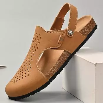 Классические мужские сандалии из мягкого материала сабо 39 коричневый