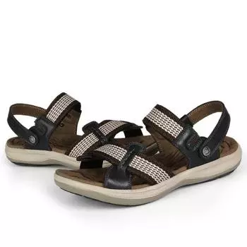 Классические мужские сандалии, летние кожаные сандалии, мужские уличные повседневные легкие сандалии, модные мужские кроссовки, размер 38-47 38 чёрный