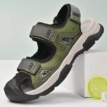 Классические мужские сандалии, летние пляжные сандалии из натуральной кожи, модная мужская повседневная обувь, забродные сандалии, кроссовки для активного отдыха, большие размеры 39-46 39 чёрный