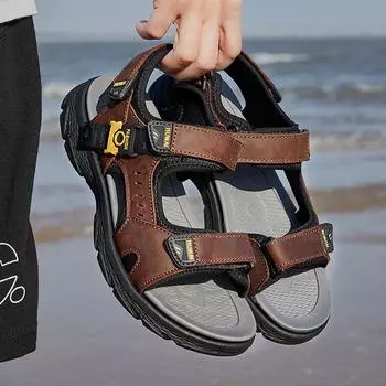 Классические мужские сандалии, летняя обувь для отдыха на открытом воздухе, нескользящая пляжная обувь, мужские удобные мягкие сандалии из натуральной кожи класса люкс 42