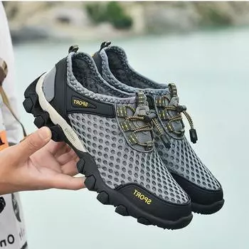 Классические мужские сетчатые кроссовки, эластичные теннисные туфли для мужчин, нескользящие походные туфли, мужские кроссовки для забродов, кроссовки с мягкой подошвой для бега, мужские 39 серый