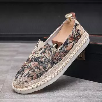 Классические мужские туфли с круглым носком, повседневные дышащие холщовые мокасины, мужские туфли Fishmen на плоской подошве, эспадрильи Zapatos De Hombre 2024 39 чёрный