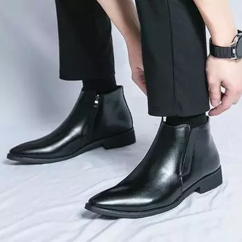 Классические мужские туфли в стиле ретро, мужские ботинки, осенние элегантные модные дизайнерские мужские туфли, удобные мягкие черные ботинки челси 6.5 чёрный