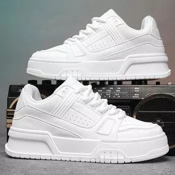 Классические мужские зимние кроссовки на платформе, удобные кожаные туфли для скейтбординга, мужские белые кроссовки со шнуровкой 39