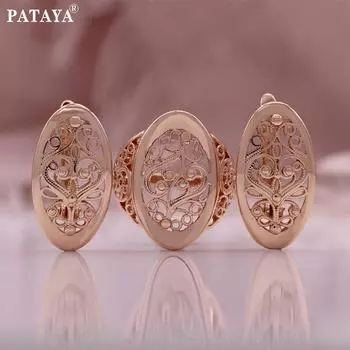 Классические нежные женские серьги PATAYA из розового золота с полым процессом 7