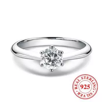 Классические обручальные кольца из стерлингового серебра 925 пробы с круглым цирконием для женщин, обручальное кольцо, обещание, ювелирный подарок 6