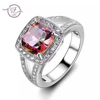Классические обручальные кольца квадратный драгоценный камень топаз серебряное кольцо для женщин свадебные украшения аксессуары помолвка вечеринка подарок новый 5 синий