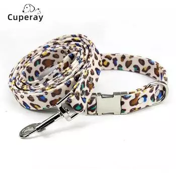 Классические ошейники для собак, регулируемые ошейники для маленьких, средних и больших собак и кошек, холщовый ошейник с леопардовым принтом, мягкий и удобный M 18-25cm