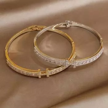 Классические открытые браслеты и браслеты с геометрическим узором и кристаллами для женщин, модные брендовые ювелирные изделия, браслеты в стиле панк