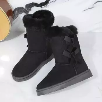 Классические плюшевые зимние сапоги и женские сапоги из телячьей шерсти Женские сапоги Теплая зимняя обувь Зимняя новая флисовая женская обувь мода 36