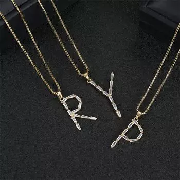 Классические подвески с буквами алфавита AZ, белые хрустальные цепочки в виде коробок с буквами, ожерелье для вечеринки, дня рождения, ювелирных изделий, подарка оптом A