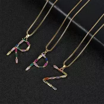 Классические подвески с буквами алфавита AZ, цветные хрустальные буквы, ожерелье для вечеринки, дня рождения, ювелирных изделий, подарка оптом A