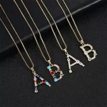 Классические подвески с буквами алфавита AZ, цветные хрустальные буквы, ожерелье для вечеринки, дня рождения, ювелирных изделий, подарка оптом A