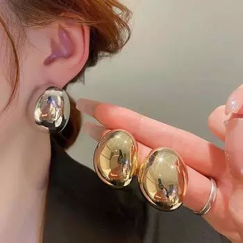 Классические полые овальные серьги-гвоздики для женщин, изысканные металлические гладкие маленькие серьги, серьги в стиле OL, модные ювелирные изделия, подарки бездна