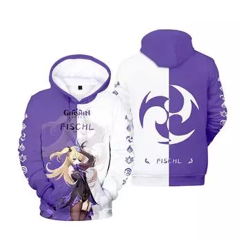 Классические популярные забавные толстовки с капюшоном Genshin Impact с 3D-принтом, толстовки для мужчин/женщин, толстовки с длинным рукавом для взрослых/детей, повседневные пуловеры S