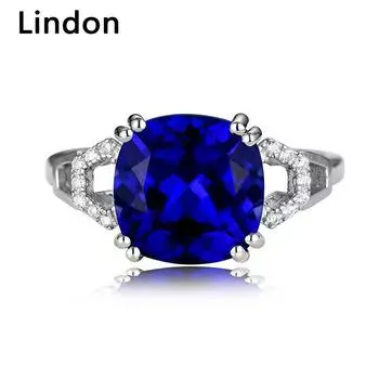 Классические посеребренные кольца Lindon для женщин с драгоценным камнем аквамарином, ювелирные изделия на годовщину, подарок, размер 6-10 6 зелёный