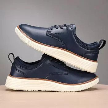 Классические повседневные кожаные оксфорды мужские туфли весенняя мода износостойкие туфли с круглым носком на низком каблуке удобные модельные туфли 40 чёрный