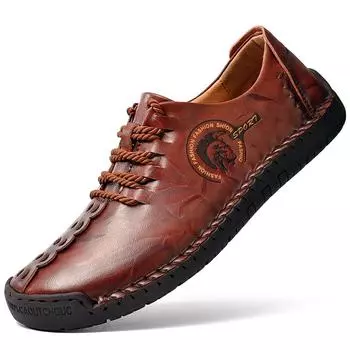 Классические повседневные кожаные туфли ручной работы, мужские лоферы, удобные мокасины, мужская обувь на плоской подошве, мужская обувь из натуральной кожи 38 винный
