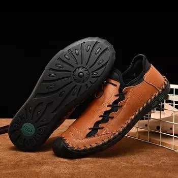 Классические повседневные кожаные туфли ручной работы, мужские лоферы, удобные мокасины, мужская обувь на плоской подошве, мужская обувь из натуральной кожи 38 чёрный