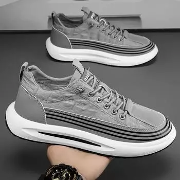 Классические повседневные кроссовки на платформе Ice Cloth для мужчин. Обувь с крокодиловым узором. Мокасины. Модные удобные полосатые кроссовки в стиле пэчворк для мужчин. 39 серый