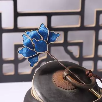 Классические повседневные универсальные аксессуары нематериальное культурное наследие ручная работа шелк эдельвейс премиум сенс простая брошь ювелирные изделия синий