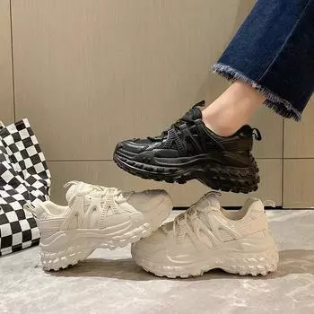 Классические простые туфли для папы на платформе, женские осенние новые дышащие легкие кроссовки-бестселлеры для отдыха в Интернете, знаменитости 35