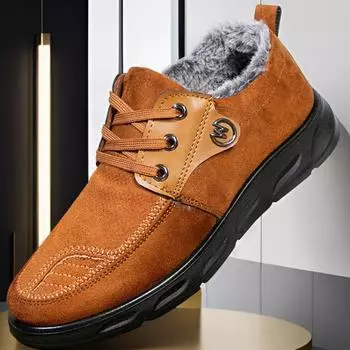 Классические ретро коричневые мужские короткие ботинки 2025 года, новые зимние плюшевые теплые удобные хлопковые туфли, трендовая повседневная спортивная обувь для работы на открытом воздухе 39 верблюд