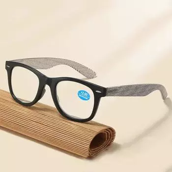 Классические ретро-очки для чтения с полной оправой, защищающие от синего света, большие круглые очки для чтения с полосатой оправой и пружинным шарниром + 1.0 degrees фиолетовый