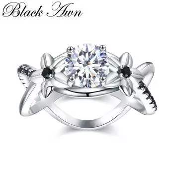 Классические романтические кольца BLACK AWN для женщин, украшения из черного камня 7