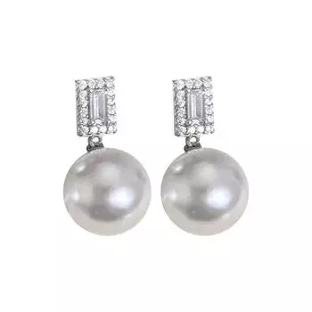 Классические серьги Flash Drill Light Luxury с четырьмя лепестками клевера и квадратными бриллиантами, жемчужные серьги в стиле французского ретро-цветка