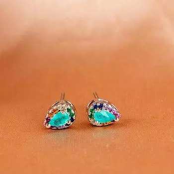 Классические серьги-гвоздики Cellacity из стерлингового серебра 925 пробы для очаровательных женщин с формой капли воды Параиба, драгоценные камни, серебряные женские ювелирные изделия