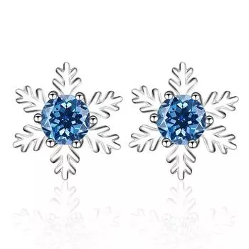 Классические серьги-гвоздики с муассанитом в форме снежинки для женщин, серьги из стерлингового серебра 925 пробы, романтические свадебные и помолвочные серьги silver-0.5ctx2