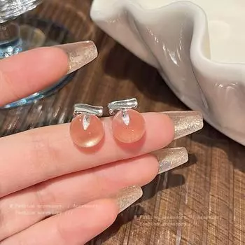 Классические серьги-иглы из серебра 925 пробы с прозрачными круглыми бусинами для женщин - простой высококачественный дизайн с деревянным балансом A1740 серебряный