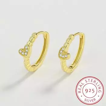 Классические серьги из серебра 925 пробы в форме сердца для женщин, девушка, любовь, полная бриллиантов, помолвка, подарок на день Святого Валентина, ювелирные изделия, ювелирные изделия из стерлингового серебра золотой