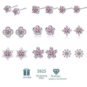 Классические серьги-капельки из стерлингового серебра 925 пробы с цирконием 7А, розовые и желтые серьги-капли для женщин, подарки для свадебной вечеринки C белый