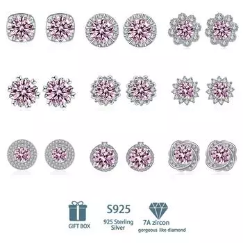 Классические серьги-капельки из стерлингового серебра 925 пробы с цирконием 7А, розовые и желтые серьги-капли для женщин, подарки для свадебной вечеринки D белый