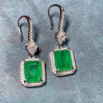 Классические серьги-капли Cellacity из стерлингового серебра 925 пробы для очаровательных дам с 8 * 10 мм турмалином Параиба, драгоценный камень, подарок для свадебной вечеринки