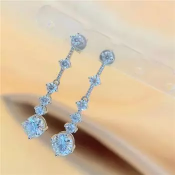 Классические серьги-капли с кисточками, стерлинговое серебро 925 пробы, 6 карат, серьги с муассанитом, роскошные ювелирные изделия для дня рождения, женские подарки 1.5ct total 3ct