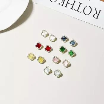 Классические серьги-клеверы с четырьмя листочками, премиальные серьги со стразами Sense Simple Fashion в стиле ретро в стиле Гонконга, женские серьги Ins белый