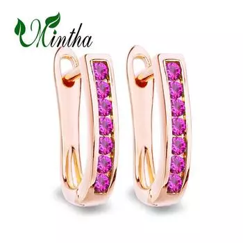 Классические серьги-клипсы MINTHA, модные серьги цвета розового золота, повседневные модные украшения, серьги с геометрическим узором из кубического циркония для женщин, подарок на годовщину A
