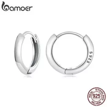 Классические серьги-кольца BAMOER из стерлингового серебра 925 пробы для женщин, крошечные гипоаллергенные серьги, ювелирные украшения BSE1016