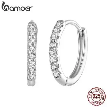 Классические серьги-кольца BAMOER с муассанитом, сертифицированные лабораторные бриллиантовые пряжки для ушей для женщин, стерлинговое серебро 925 пробы, ювелирные изделия, подарок 925 silver